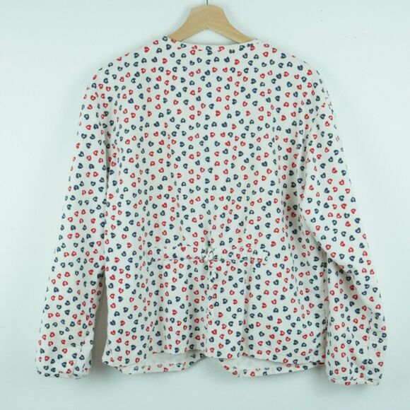 Vintage Medium Pajama Shirt Flannel 90s Hearts Cozy Novelty Boho Cabincore - Picture 6 of 7